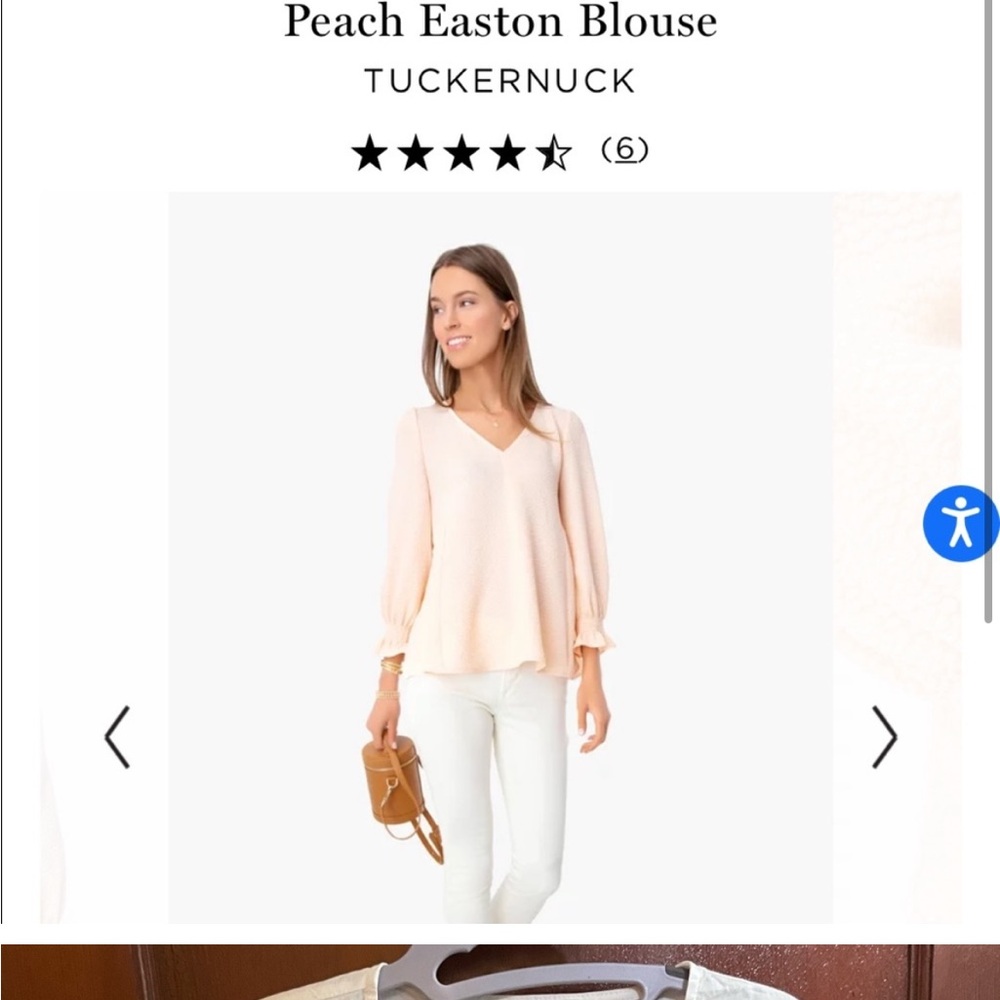 Tuckernuck Orange Pink 3/4 Sleeve Relaxed Blouse